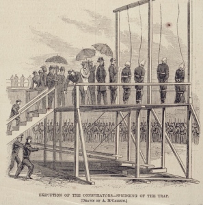 Engraving of Lincoln conspirators execution from Harper's Weekly, July 22,1865