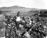 Aftermath of the destruction of Nagasaki August 9, 1945