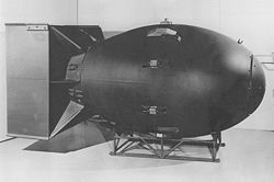 Fat Man (replica) atomic bomb dropped on Nagasaki Aug 9, 1945