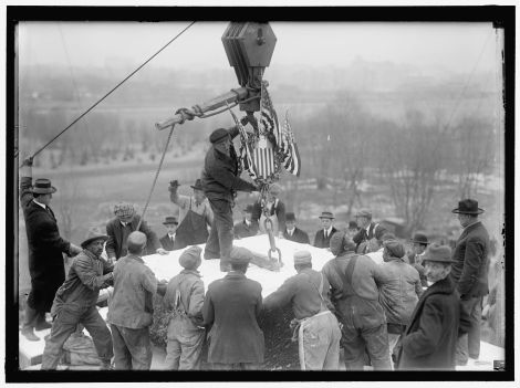 Laying the cornerstone for the Lincoln Memorial on Lincoln's birthday, February 12, 1915.