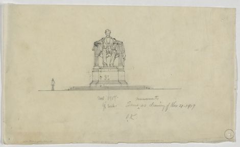 Approved 1/8" scale drawing of the Lincoln statue from late November, 1921