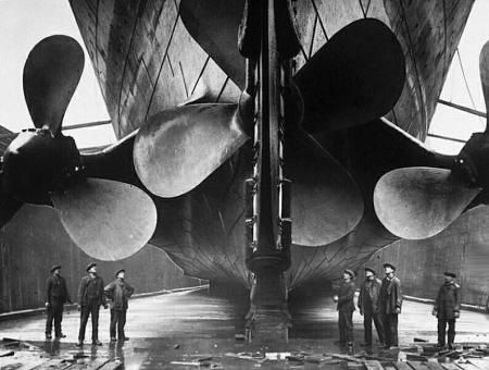 The triple screws of the RMS Titanic